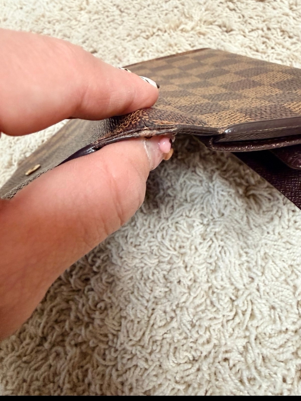 AUTHENTIC Louis Vuitton Damier Ebene Long Wallet / Clutch. FREE CHAIN INCLUDED - Picture 7 of 9